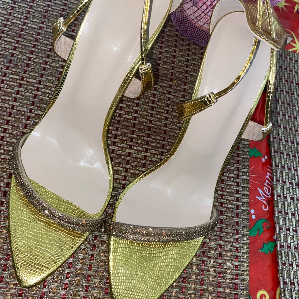 Laced Up Gold Heels